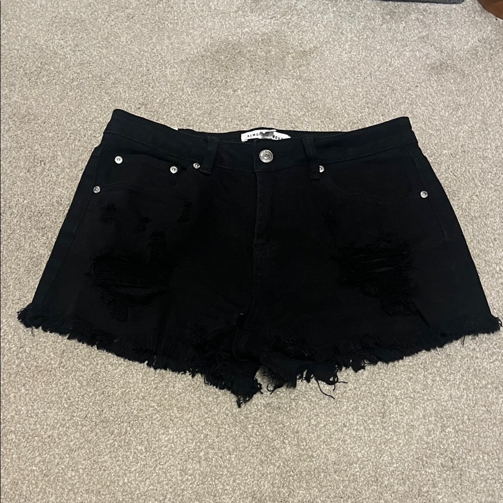 Almost Famous Black Frayed Jean Shorts
